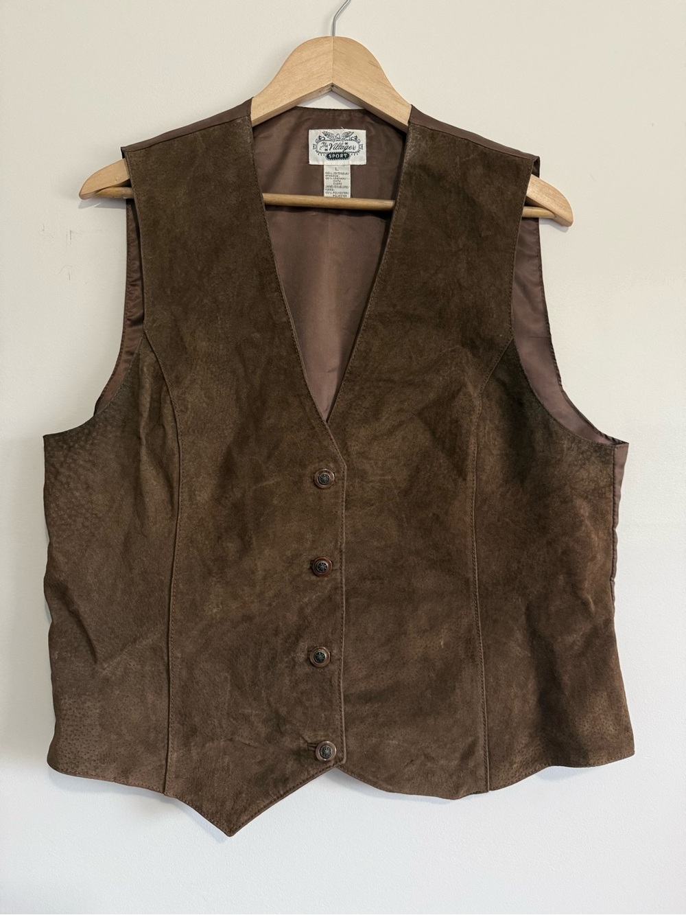The Villager Vintage Brown Leather Button Vest